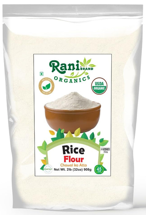 Rani Organic Rice (White) Flour 32oz (2lbs) 908g ~ All Natural | Gluten Friendly | Vegan | NON-GMO | Kosher | Indian Origin | USDA Certified Organic
