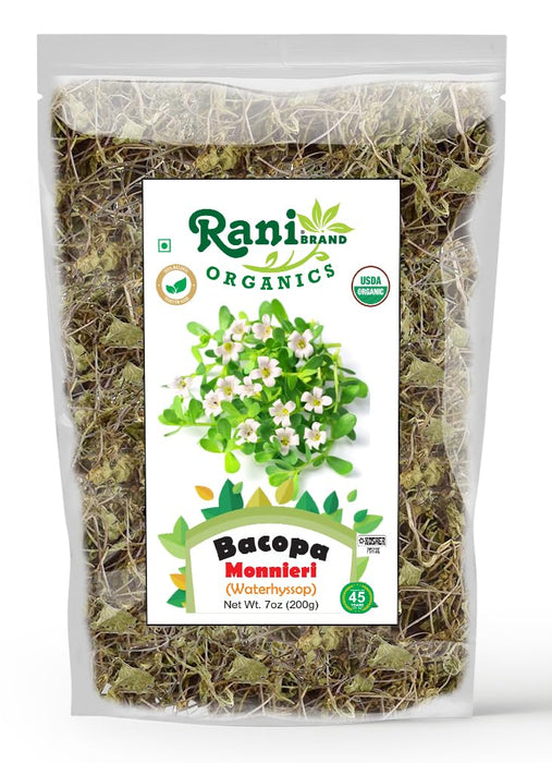 Rani Organic Bacopa Monnieri (Waterhyssop) 7oz (200g) ~ All Natural | No Color | Gluten Friendly | Vegan | Non-GMO | Kosher | No Salt or fillers | Indian Origin | USDA Organic Certified