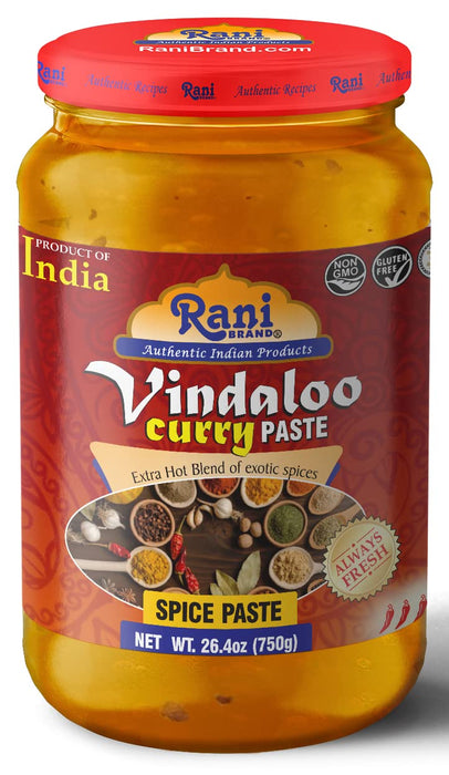 Rani Vindaloo Curry Cooking Spice Paste, Hot! 26.5oz (750g) Glass Jar ~ No Colors | All Natural | NON-GMO | Vegan | Gluten Free | Indian Origin