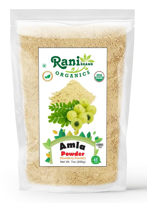 Rani Organic Amla Powder (Gooseberry Powder) 7oz (200g) ~ All Natural | No Color | Gluten Friendly | Vegan | NON-GMO | Kosher | No Salt or fillers | Indian Origin | USDA Organic Certified