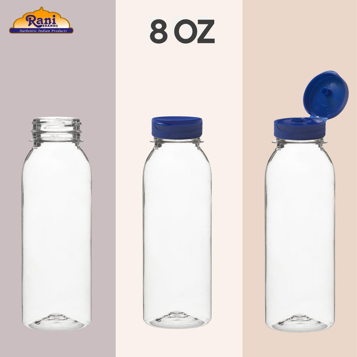 Rani Clear Plastic Bottles | 8oz PET Bottle with Flip-top Caps | BPA - FREE | Home & Commercial Use, Containers for Sauces, Condiments, Shampoo, Lotion, Sanitizer | Made in USA - Pack of 12