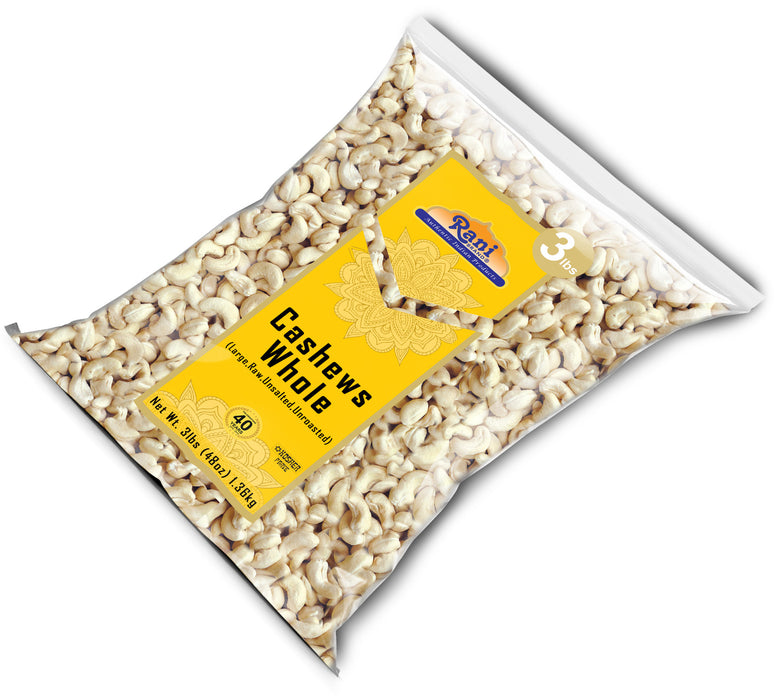 Rani Raw Cashews Whole (uncooked, unsalted) 48oz (3lbs) 1.36kg Bulk ~ All Natural, No Preservatives | Vegan | NON-GMO | Kosher | Gluten Friendly