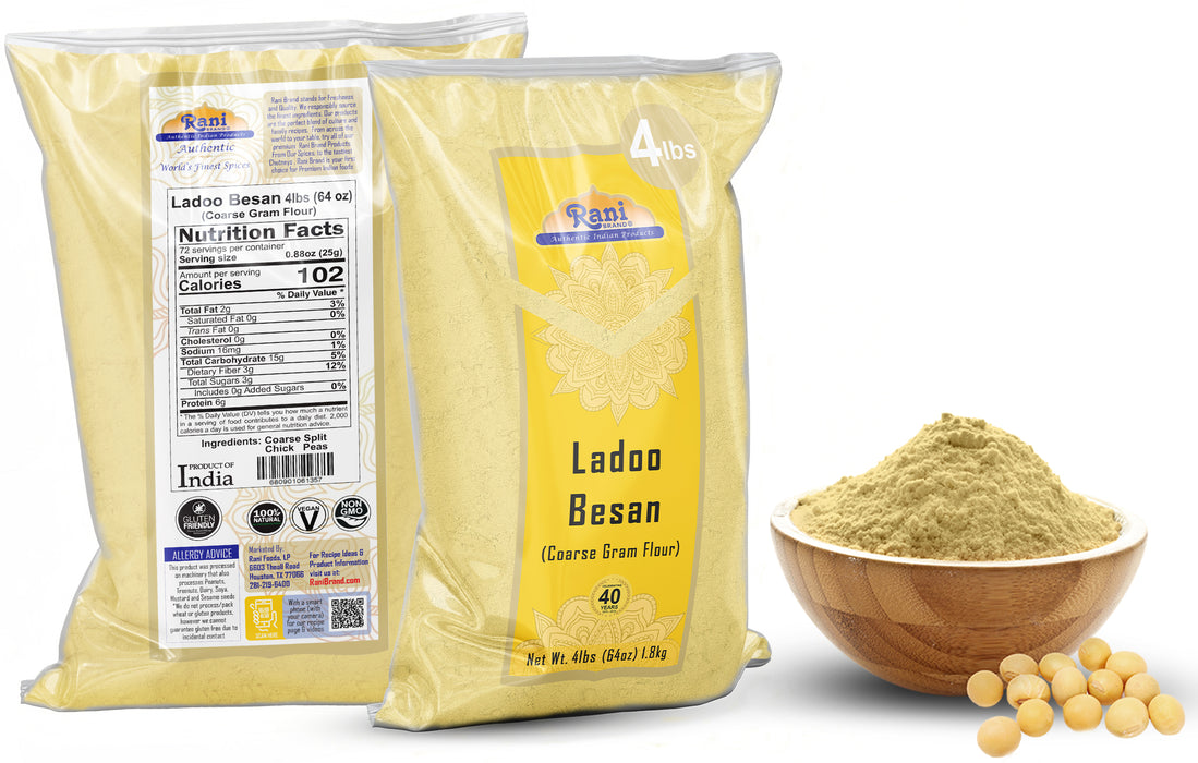 Rani Ladoo Besan (Coarse Gram Flour) 64oz (4lbs) 1.81kg Bulk ~ All Natural | Vegan | Gluten Friendly | NON-GMO | Kosher | Indian Origin