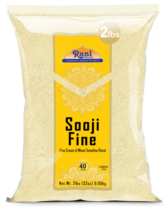 Rani Sooji Fine (Farina, Suji, Rava, Wheat) Flour 32oz (2lbs) 908g ~ All Natural | Vegan | NON-GMO | Kosher | Indian Origin