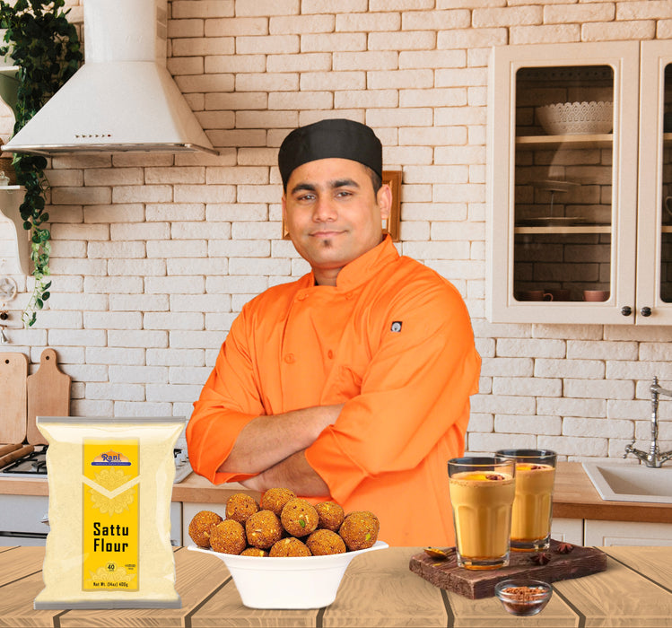 Rani Sattu Flour (Roasted Chana Gram) 14oz (400g) ~ Natural, Salt-Free | Vegan | No Colors | Gluten Friendly | NON-GMO | Kosher | Indian Origin