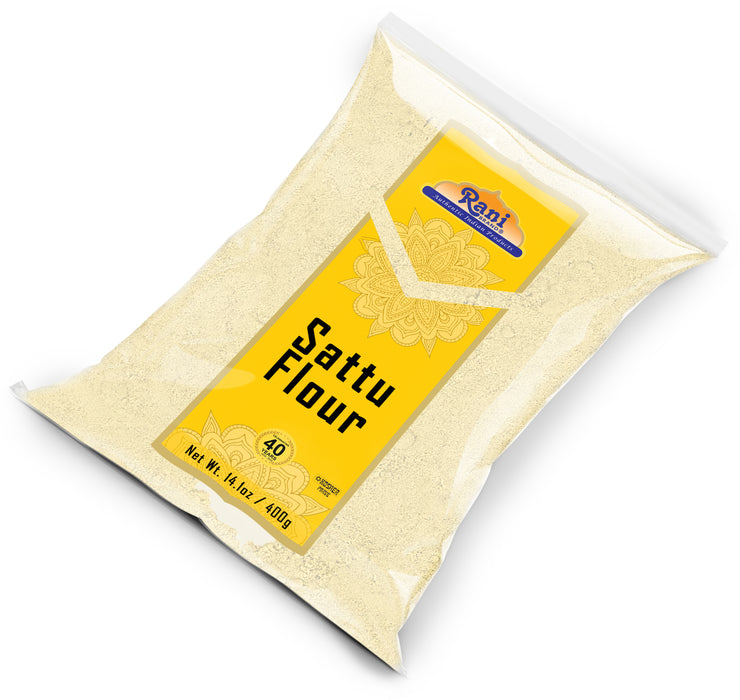 Rani Sattu Flour (Roasted Chana Gram) 14oz (400g) ~ Natural, Salt-Free | Vegan | No Colors | Gluten Friendly | NON-GMO | Kosher | Indian Origin
