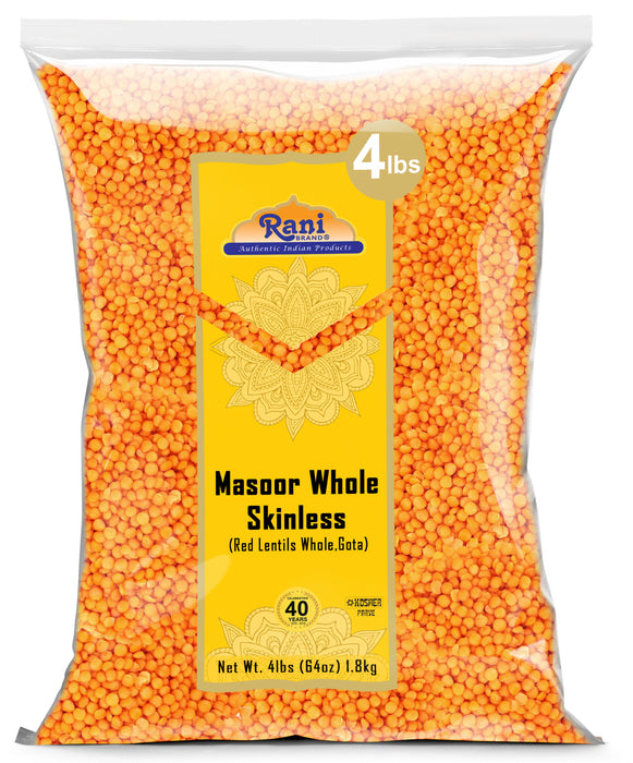 Rani Masoor Gota (Football) Indian Red Lentils Skinless 64oz (4lbs) 1.81kg ~ All Natural | Gluten Friendly | NON-GMO | Kosher | Vegan | Product of USA