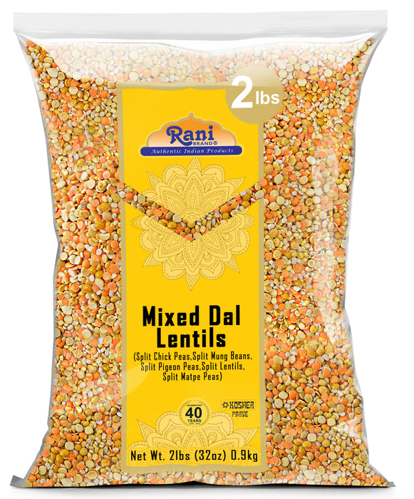 Rani Mixed Dal (Chana Dal, Moong Dal, Toor Dal, Masoor Dal, Urad Dal) 32oz (2lbs) 908g ~ All Natural | Gluten Friendly | NON-GMO | Kosher | Vegan | Indian Origin