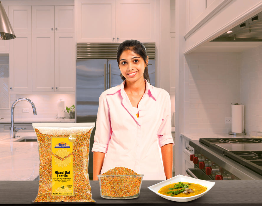 Rani Mixed Dal (Chana Dal, Moong Dal, Toor Dal, Masoor Dal, Urad Dal) 64oz (4lbs) 1.81kg Bulk ~ All Natural | Gluten Friendly | NON-GMO | Kosher | Vegan | Indian Origin