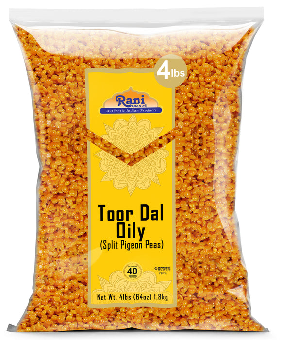 Rani Toor Dal (Split Pigeon Peas) Oily, 64oz (4lbs) 1.81kg ~ All Natural | Gluten Friendly | NON-GMO | Kosher | Vegan | Indian Origin