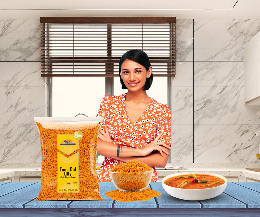 Rani Toor Dal (Split Pigeon Peas) Oily, 128oz (8lbs) 3.63kg Bulk ~ All Natural | Gluten Friendly | NON-GMO | Kosher | Vegan | Indian Origin