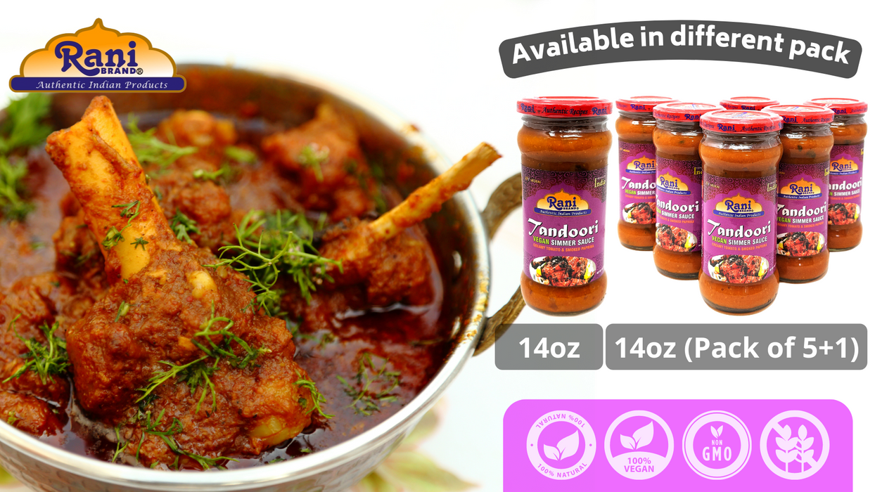 Rani Tandoori Curry Vegan Simmer Sauce (Creamy Tomato & Smoked Paprika) 14oz (400g) Glass Jar ~ Easy to Use | Vegan | No Colors | All Natural | NON-GMO | Gluten Free | Indian Origin