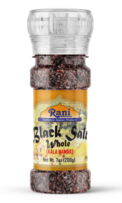 Rani Black Salt Raw Whole (Kala Namak) Mineral 7oz (200g) Grinder Bottle ~ Unrefined, Pure and Natural | Vegan | Gluten Friendly | NON-GMO | Kosher | Indian Origin | Perfect for Tofu Scramble