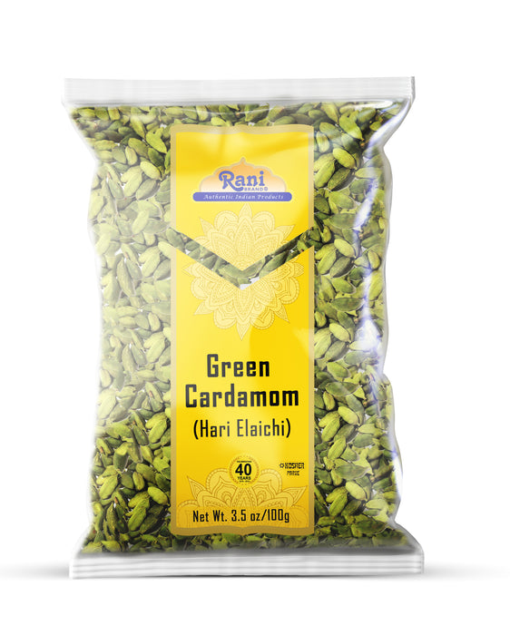 Rani Green Cardamom Pods Spice (Hari Elachi) 3.5oz (100g) ~ All Natural | Vegan | Gluten Friendly | NON-GMO | Kosher | Product of India