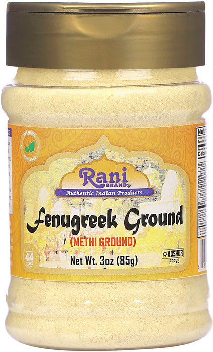 Rani Fenugreek (Methi) Seeds Ground Powder 3oz (85g) PET Jar, Trigonella foenum graecum ~ All Natural | Vegan | Gluten Friendly | Non-GMO | Kosher | Indian Origin, used in cooking & Ayurvedic spice