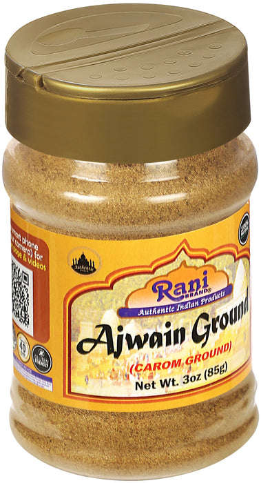 Rani Ajwain Powder (Carom Bishops Weed) Ground Spice 3oz (85g) PET Jar ~ All Natural | Vegan | Gluten Friendly | NON-GMO | Indian Origin