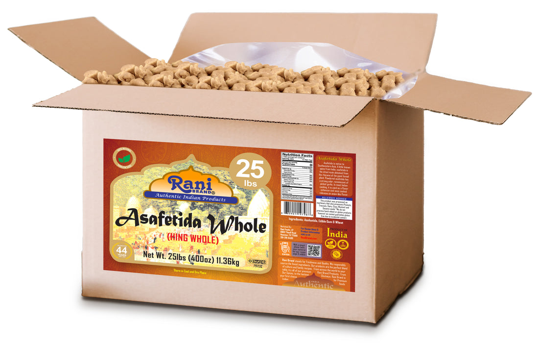 Rani Asafetida (Hing) Whole 400oz (25lbs) 11.36kg Bulk Box ~ All Natural | Salt Free | Vegan | NON-GMO | Kosher | Asafoetida Indian Spice | Best for Onion Garlic Substitute