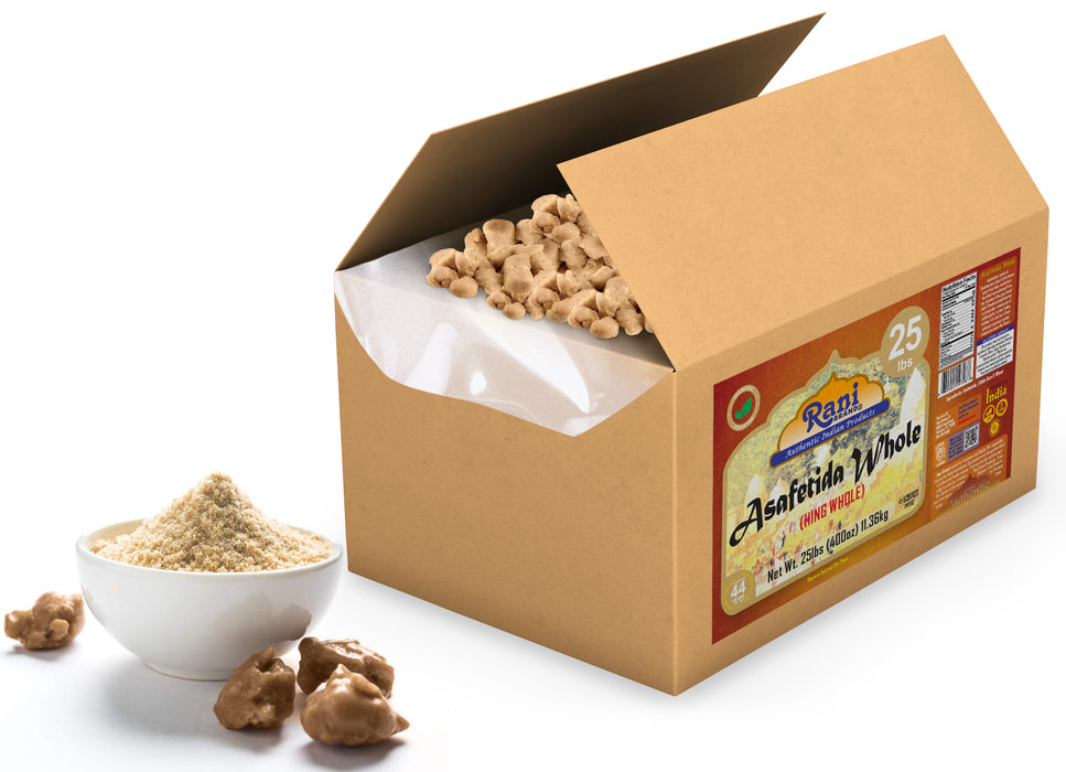 Rani Asafetida (Hing) Whole 400oz (25lbs) 11.36kg Bulk Box ~ All Natural | Salt Free | Vegan | NON-GMO | Kosher | Asafoetida Indian Spice | Best for Onion Garlic Substitute
