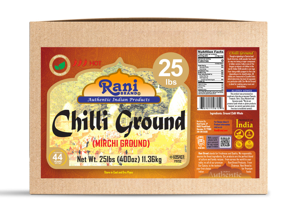 Rani Chilli Powder (Mirchi) Ground Indian Spice 400oz (25lbs) 11.36kg Bulk Box ~ All Natural | Salt-Free | Vegan | No Colors | Gluten Friendly | NON-GMO | Kosher | Indian Origin