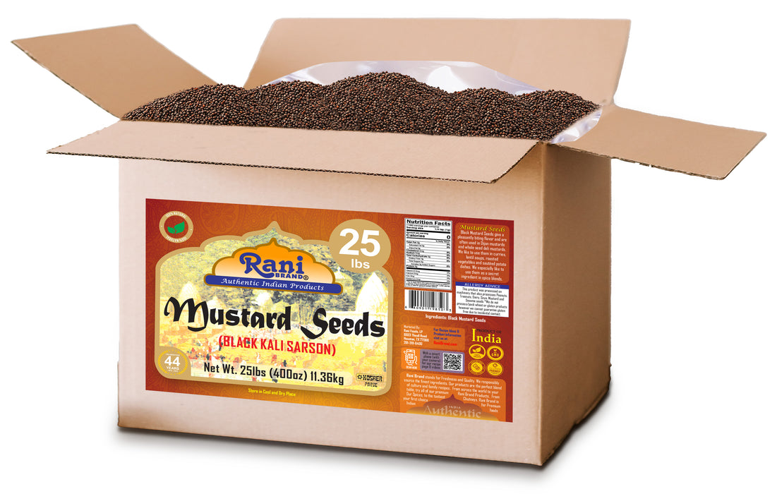 Rani Black Mustard Seeds Whole Spice (Kali Rai) 400oz (25lbs) 11.36kg Bulk Box ~ All Natural | Gluten Friendly | NON-GMO | Kosher | Vegan | Indian Origin