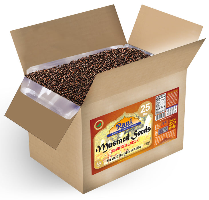 Rani Black Mustard Seeds Whole Spice (Kali Rai) 400oz (25lbs) 11.36kg Bulk Box ~ All Natural | Gluten Friendly | NON-GMO | Kosher | Vegan | Indian Origin