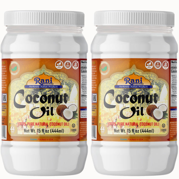 Rani Coconut Oil (100% Pure Natural Coconut Oil) 15 fl oz (444ml) Pack of 2, Cold Pressed, NON-GMO | Gluten Free | Kosher | Vegan | 100% Natural | Packed in USA