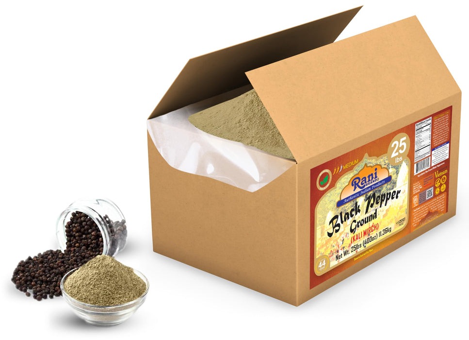 Rani Black Pepper Fine Powder 80 Mesh, 400oz (25lbs) 11.36kg Bulk Box ~ All Natural | Vegan | Gluten Friendly | NON-GMO | Kosher