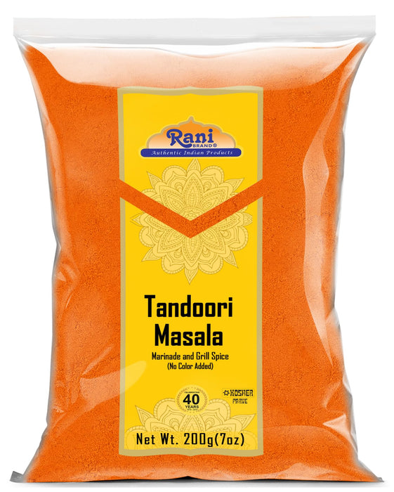 Rani Tandoori Masala (Natural, No Colors Added) Indian 11-Spice Blend 7oz (200g) ~ Salt Free | Vegan | Gluten Friendly | NON-GMO | Kosher | Indian Origin