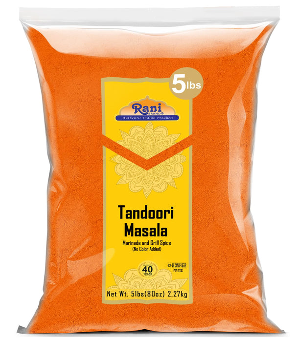 Rani Tandoori Masala (Natural, No Colors Added) Indian 11-Spice Blend 80oz (5lbs) 2.27kg Bulk ~ Salt Free | Vegan | Gluten Friendly | NON-GMO | Kosher | Indian Origin