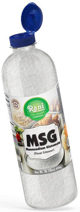 Rani MSG (Monosodium Glutamate) 16oz (1lb) 454g PET Jar ~ Flavor Enhancer, Umami Seasoning, Perfect for stir-frying, roasting, soups | Gluten Friendly | Vegan | NON-GMO | Kosher | Product of USA