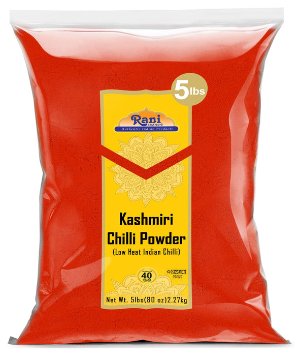 Rani Kashmiri Chilli Powder (Deggi Mirch, Low Heat) Ground Indian Spice 80oz (5lbs) 2.27kg ~ Natural | Salt-Free | Kosher | Vegan | Gluten Friendly | Perfect for Deviled Eggs & Other Low Heat Dishes