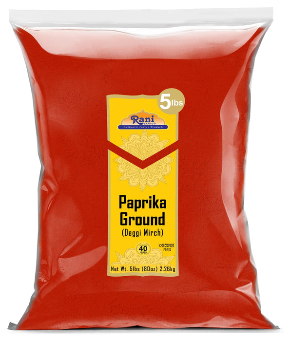 Rani Paprika (Deggi Mirch, Low Heat) Spice Powder, Ground 80oz (5lbs) 2.27kg Bulk ~ All Natural, Salt-Free | Vegan | No Colors | Gluten Friendly | NON-GMO | Kosher | Indian Origin