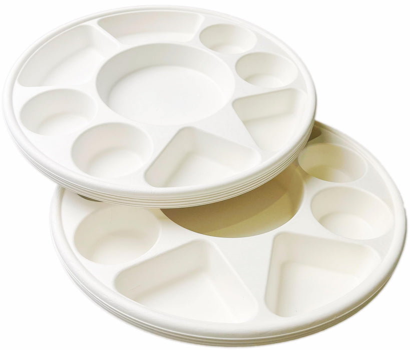 Rani Round Biodegradable Divided Plates, Pack of 100, 9 Compartments ~ Disposable & Eco-Friendly | 12.44" Diameter, 1.38" Thickness | Heavy-Duty and Sturdy Disposable Bagasse Plates | Premium Quality
