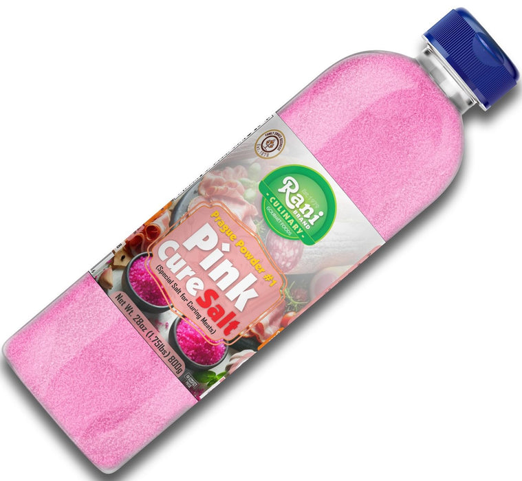 Rani Pink Cure Salt (Special Salt for Curing Meats) 28oz (1.75lbs) 800g PET Jar ~ All Natural | Gluten Friendly | NON-GMO | Kosher | Vegan | Product of USA