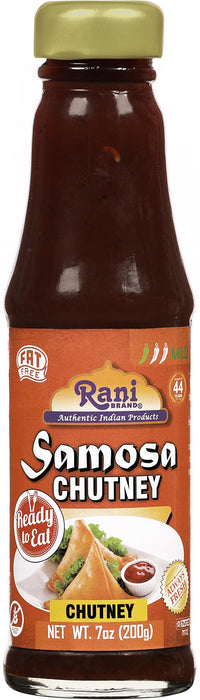 Rani Samosa Chutney (Sweet, Sour & Spicy Dipping Sauce) 7oz (200g) Glass Jar, Ready to eat, Vegan ~ Gluten Free | NON-GMO | Kosher | No Colors | Indian Origin