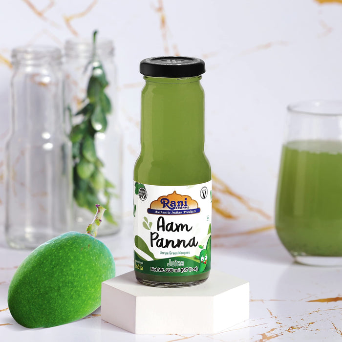 Rani Aam Panna 6.7 fl oz (200 ml) Glass Bottle, Pack of 2 ~ Indian Fruit Beverage | Vegan | Gluten Free | NON-GMO | Indian Origin