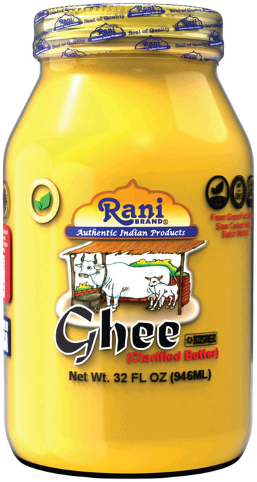 Rani Ghee Pure & Natural from Grass Fed Cows (Clarified Butter) 32oz (2lbs) 908g ~ Glass Jar | Keto Friendly | Gluten Free | Kosher | Product of USA