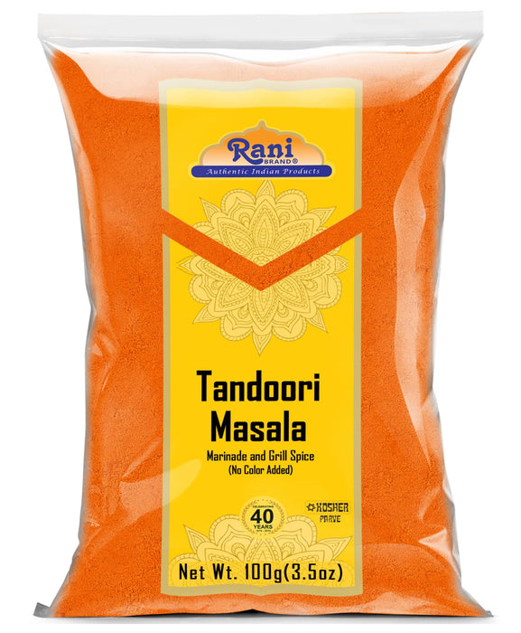 Rani Tandoori Masala (Natural, No Colors Added) Indian 11-Spice Blend 3.5oz (100g) ~ Salt Free | Vegan | Gluten Friendly | NON-GMO | Kosher | Indian Origin