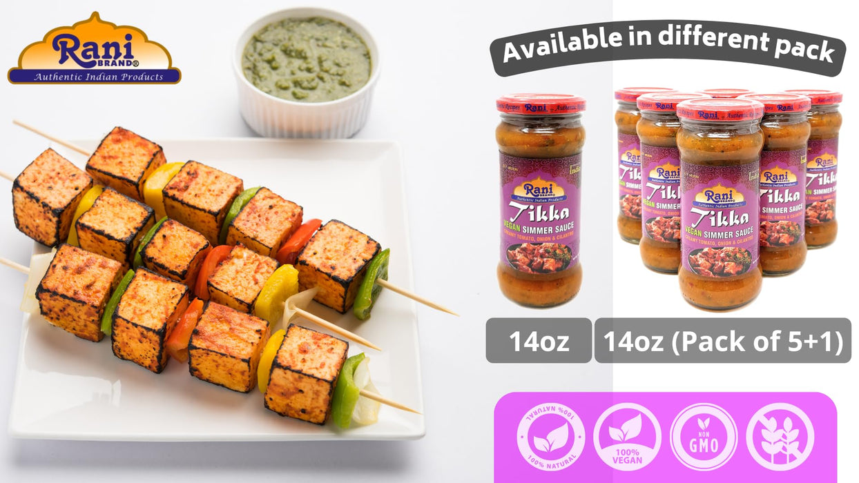 Rani Tikka Curry Vegan Simmer Sauce (Creamy Tomato, Onion & Cilantro) 14oz (400g) Glass Jar ~ Easy to Use | Vegan | No Colors | All Natural | NON-GMO | Gluten Free | Indian Origin