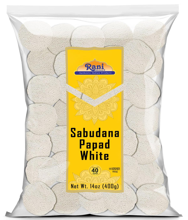 Rani Sabudana (Sago) Papad White 14oz (400g) ~ All Natural, No Preservatives | Vegan | Gluten Friendly | NON-GMO | Kosher | Indian Origin
