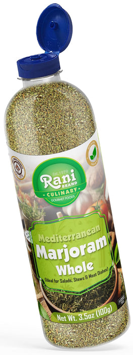 Rani Marjoram Whole (Ideal for Salads, Stews & Meat Dishes) 3.5oz (100g) PET Jar ~ All Natural | Gluten Friendly | NON-GMO | Kosher | Vegan | Product of USA
