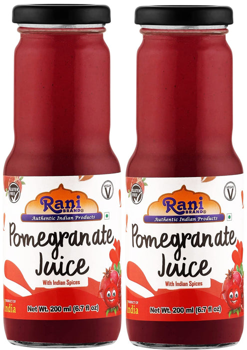 Rani Pomegranate Juice 6.7 fl oz (200 ml) Glass Bottle, Pack of 2 ~ Indian Fruit Beverage | Vegan | Gluten Free | NON-GMO | Indian Origin