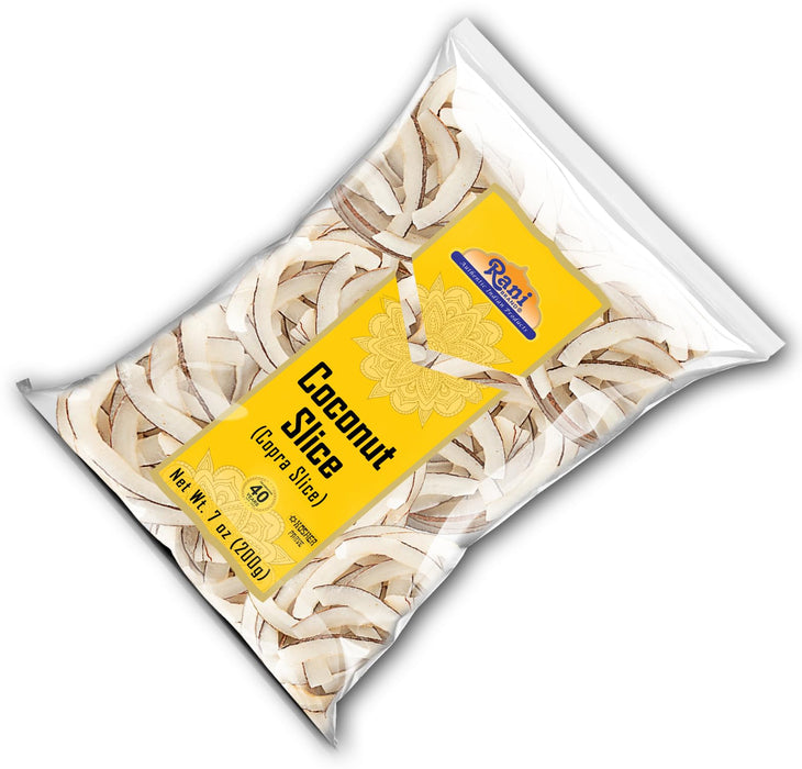 Rani Coconut (Copra) Sliced 7oz (200g) (uncooked, unsweetened) ~ All Natural | Kosher | Vegan | Gluten Friendly