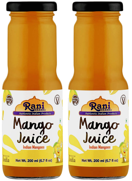 Rani Mango Juice 6.7 fl oz (200 ml) Glass Bottle, Pack of 2 ~ Indian Fruit Beverage | Vegan | Gluten Free | NON-GMO | Indian Origin