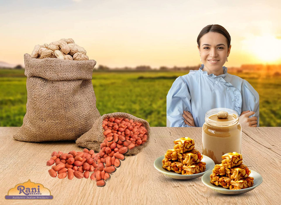 Rani Peanuts, Raw Whole With Skin (uncooked, unsalted) 14oz (400g) ~ All Natural | Vegan | Gluten Friendly | Kosher | Fresh Product of USA ~ Spanish Grade Groundnut / Red-skin