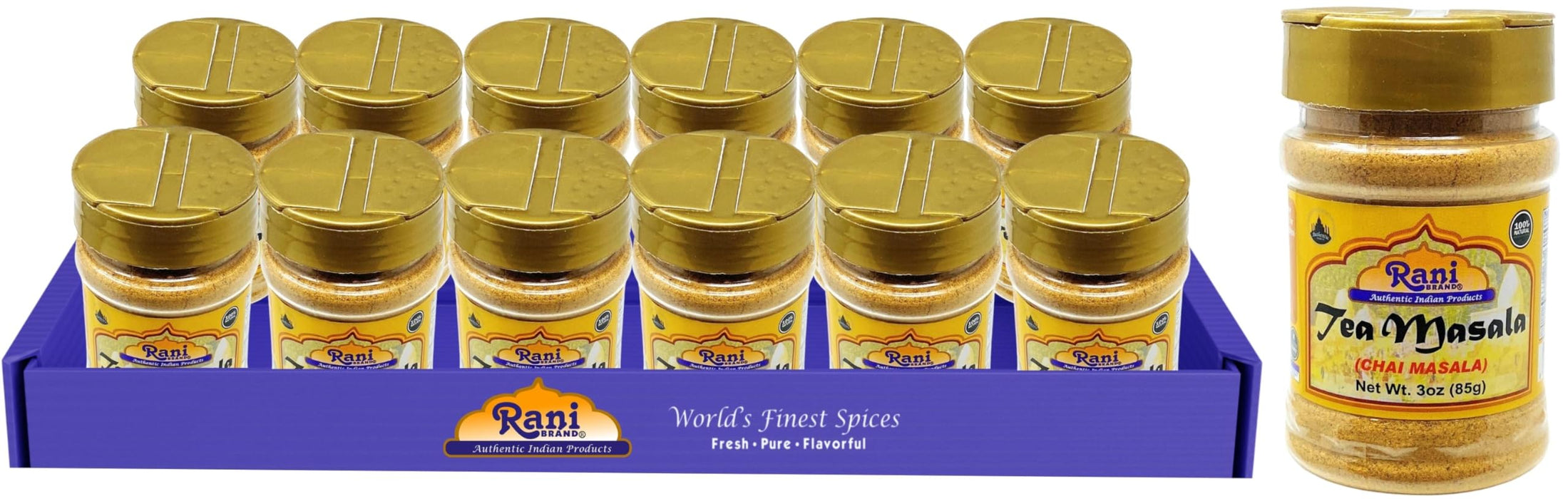 Rani Tea (Chai) Masala Indian Spice Blend 3oz (85g) PET Ja, Pack of 12 ~ All Natural | Vegan | Gluten Friendly | Salt & Sugar Free | NON-GMO | No Colors | Indian Origin