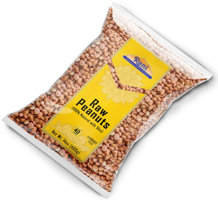 Rani Peanuts, Raw Whole With Skin (uncooked, unsalted) 14oz (400g) ~ All Natural | Vegan | Gluten Friendly | Kosher | Fresh Product of USA ~ Spanish Grade Groundnut / Red-skin