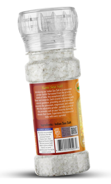Rani Indian Sea Salt 4oz (115g) Grinder Bottle ~ Unrefined, Pure and Natural | Vegan | Gluten Friendly | NON-GMO | Kosher | Indian Origin