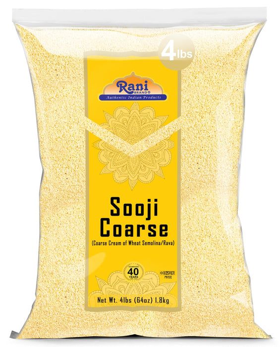 Rani Sooji Coarse (Farina, Suji, Rava, Rawa, Wheat Semolina) Flour 64oz (4lbs) 1.81kg ~ All Natural | Vegan | NON-GMO | Kosher | Indian Origin