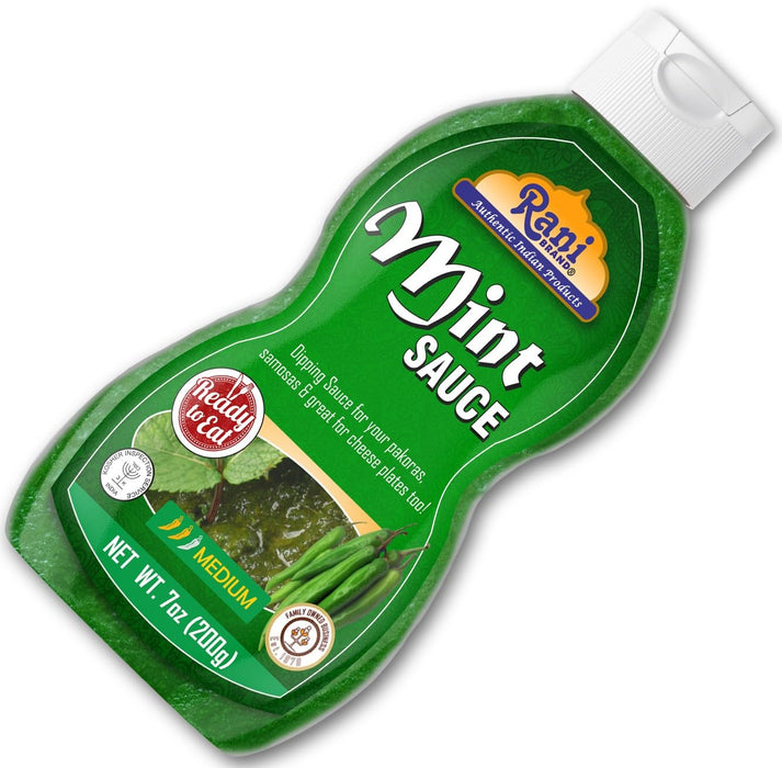 Rani Mint Sauce (Savory Dipping Sauce) 7oz (200g) Glass Jar, Ready to eat, Vegan ~ Gluten Free | NON-GMO | Indian Origin